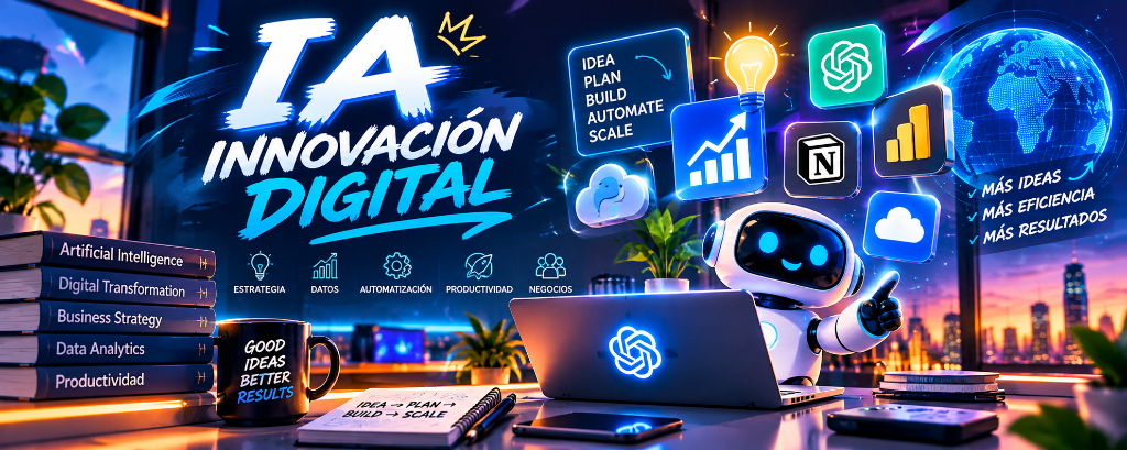 Banner ilustrado de BuildLab sobre inteligencia artificial e innovación digital